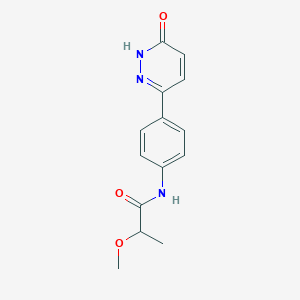 molecular formula C14H15N3O3 B14365080 2-Methoxy-N-[4-(6-oxo-1,6-dihydropyridazin-3-yl)phenyl]propanamide CAS No. 93850-90-9