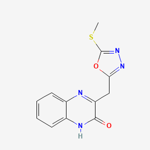 molecular formula C12H10N4O2S B14365359 3-{[5-(Methylsulfanyl)-1,3,4-oxadiazol-2-yl]methyl}quinoxalin-2(1H)-one CAS No. 90998-34-8