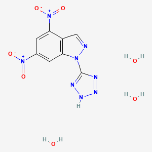 molecular formula C8H10N8O7 B14365508 4,6-dinitro-1-(2H-tetrazol-5-yl)indazole;trihydrate CAS No. 91780-16-4