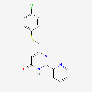 molecular formula C16H12ClN3OS B1436558 6-{[(4-氯苯基)硫代]甲基}-2-(2-吡啶基)-4-嘧啶醇 CAS No. 337923-15-6