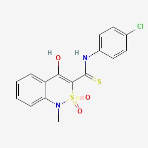 molecular formula C16H13ClN2O3S2 B1436563 N-(4-chlorophenyl)-4-hydroxy-1-methyl-2,2-dioxo-1,2-dihydro-2lambda~6~,1-benzothiazine-3-carbothioamide CAS No. 477860-30-3