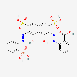 B1436575 2-((7-((2-Arsonophenyl)azo)-1,8-dihydroxy-3,6-disulpho-2-naphthyl)azo)benzoic acid CAS No. 3772-44-9