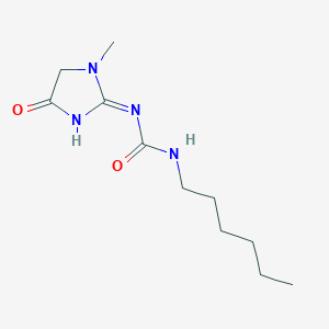 (3E)-1-hexyl-3-(1-methyl-4-oxoimidazolidin-2-ylidene)urea