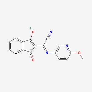 molecular formula C17H11N3O3 B1436577 2-(1,3-二氧代-1,3-二氢-2H-茚满-2-亚基)-2-[(6-甲氧基-3-吡啶基)氨基]丙腈 CAS No. 946386-28-3
