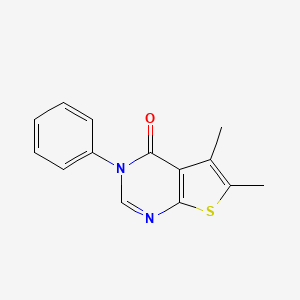 molecular formula C14H12N2OS B14365858 Thieno[2,3-d]pyrimidin-4(3H)-one, 5,6-dimethyl-3-phenyl- CAS No. 90699-81-3