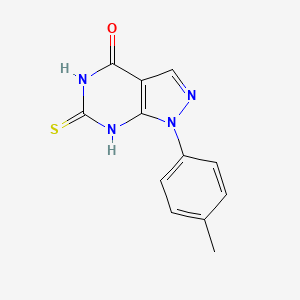 molecular formula C12H10N4OS B1436592 6-巯基-1-(4-甲苯基)-1,5-二氢-4H-吡唑并[3,4-d]嘧啶-4-酮 CAS No. 923784-01-4