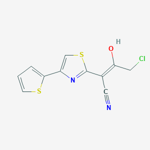 molecular formula C11H7ClN2OS2 B1436593 4-Chloro-3-oxo-2-[4-(thiophen-2-yl)-2,3-dihydro-1,3-thiazol-2-ylidene]butanenitrile CAS No. 929973-25-1