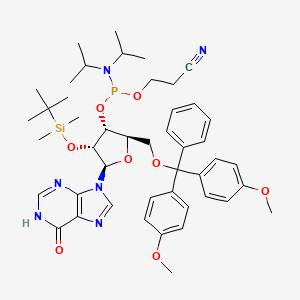 molecular formula C46H61N6O8PSi B1436596 2'-O-(tert-Butyldimethylsilyl)-3'-O-[(diisopropylamino)(2-cyanoethoxy)phosphino]-5'-O-(4,4'-dimethoxytrityl)inosine CAS No. 261518-12-1