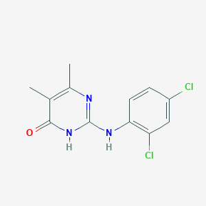 molecular formula C12H11Cl2N3O B1436622 2-[(2,4-二氯苯基)氨基]-5,6-二甲基嘧啶-4(3H)-酮 CAS No. 1374509-56-4