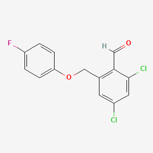 molecular formula C14H9Cl2FO2 B1436646 2,4-二氯-6-(4-氟苯氧甲基)苯甲醛 CAS No. 886362-88-5
