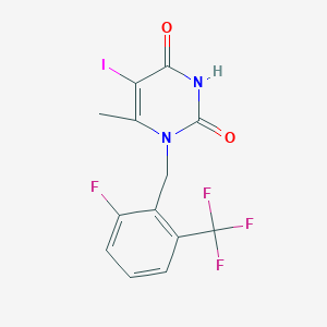 molecular formula C13H9F4IN2O2 B1436658 1-(2-Fluoro-6-(trifluoromethyl)benzyl)-5-iodo-6-methylpyrimidine-2,4(1H,3H)-dione CAS No. 1150560-54-5