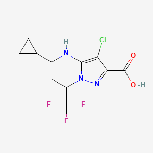 B1436666 3-Chloro-5-cyclopropyl-7-(trifluoromethyl)-4,5,6,7-tetrahydropyrazolo[1,5-a]pyrimidine-2-carboxylic acid CAS No. 912771-84-7