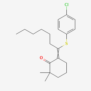 6-{1-[(4-Chlorophenyl)sulfanyl]heptylidene}-2,2-dimethylcyclohexan-1-one