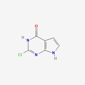 molecular formula C6H4ClN3O B1436681 2-氯-3H,4H,7H-吡咯并[2,3-d]嘧啶-4-酮 CAS No. 1245811-22-6
