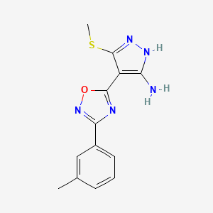 molecular formula C13H13N5OS B1436682 3-(甲硫基)-4-(3-(间甲苯基)-1,2,4-恶二唑-5-基)-1H-吡唑-5-胺 CAS No. 1188304-91-7