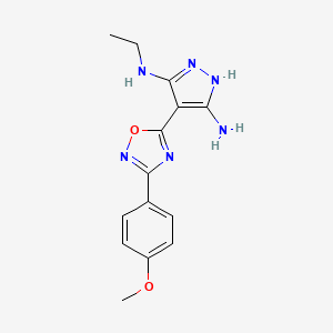 molecular formula C14H16N6O2 B1436685 3-N-ethyl-4-[3-(4-methoxyphenyl)-1,2,4-oxadiazol-5-yl]-1H-pyrazole-3,5-diamine CAS No. 1188305-09-0