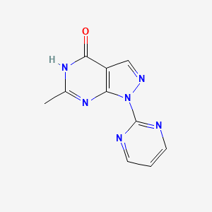 molecular formula C10H8N6O B1436700 6-methyl-1-(pyrimidin-2-yl)-1H,4H,5H-pyrazolo[3,4-d]pyrimidin-4-one CAS No. 1156608-54-6