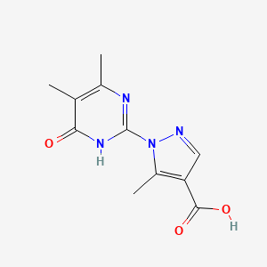 molecular formula C11H12N4O3 B1436701 1-(4,5-dimethyl-6-oxo-1,6-dihydropyrimidin-2-yl)-5-methyl-1H-pyrazole-4-carboxylic acid CAS No. 1286720-65-7