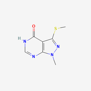 molecular formula C7H8N4OS B1436708 1-甲基-3-(甲硫基)-1H,4H,5H-吡唑并[3,4-d]嘧啶-4-酮 CAS No. 1315367-24-8