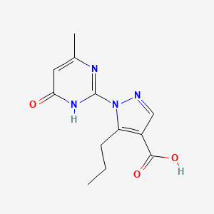 molecular formula C12H14N4O3 B1436710 1-(4-甲基-6-氧代-1,6-二氢嘧啶-2-基)-5-丙基-1H-吡唑-4-羧酸 CAS No. 1350988-92-9