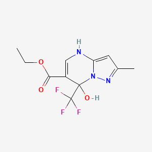molecular formula C11H12F3N3O3 B1436729 7-羟基-2-甲基-7-(三氟甲基)-4H,7H-吡唑并[1,5-a]嘧啶-6-羧酸乙酯 CAS No. 923232-09-1