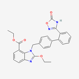 molecular formula C27H24N4O5 B1436744 Ethyl 2-ethoxy-1-((2'-(5-oxo-2,5-dihydro-1,2,4-oxadiazol-3-yl)-[1,1'-biphenyl]-4-yl)methyl)-1H-benzo[d]imidazole-7-carboxylate CAS No. 1403474-70-3