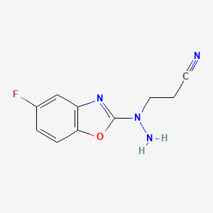 molecular formula C10H9FN4O B14367453 3-[1-(5-Fluoro-1,3-benzoxazol-2-yl)hydrazinyl]propanenitrile CAS No. 93794-14-0