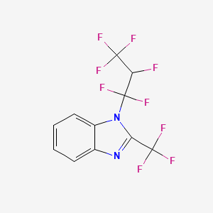 molecular formula C11H5F9N2 B14367641 1H-Benzimidazole, 1-(1,1,2,3,3,3-hexafluoropropyl)-2-(trifluoromethyl)- CAS No. 91074-94-1