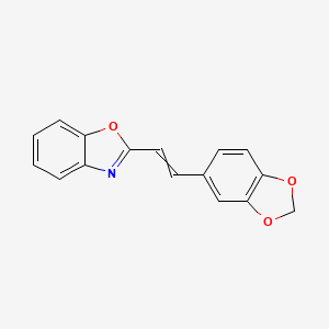 molecular formula C16H11NO3 B14367653 Benzoxazole, 2-[2-(1,3-benzodioxol-5-yl)ethenyl]- CAS No. 92795-36-3