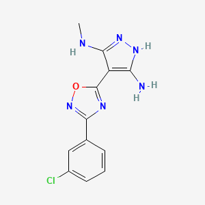 molecular formula C12H11ClN6O B1436773 4-[3-(3-氯苯基)-1,2,4-恶二唑-5-基]-3-N-甲基-1H-吡唑-3,5-二胺 CAS No. 1188305-14-7