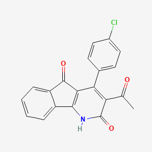 molecular formula C20H12ClNO3 B14367861 3-Acetyl-4-(4-chlorophenyl)-1H-indeno[1,2-b]pyridine-2,5-dione CAS No. 90824-70-7