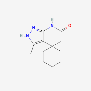molecular formula C12H17N3O B1436823 7'-Methyl-2',3',4',6'-tetrahydrospiro[cyclohexane-1,1'-pyrazolo[3,4-b]pyridine]-3'-one CAS No. 1029475-77-1