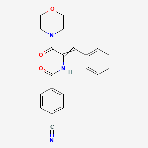 molecular formula C21H19N3O3 B14368295 4-Cyano-N-[3-(morpholin-4-yl)-3-oxo-1-phenylprop-1-en-2-yl]benzamide CAS No. 90290-95-2