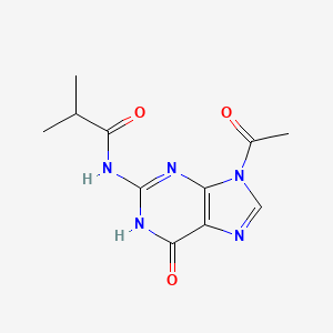 molecular formula C11H13N5O3 B1436831 丙酰胺，N-(9-乙酰基-6,9-二氢-6-氧代-1H-嘌呤-2-基)-2-甲基- CAS No. 143325-59-1