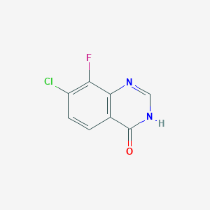 molecular formula C8H4ClFN2O B1436865 7-氯-8-氟-3,4-二氢喹唑啉-4-酮 CAS No. 1566199-72-1