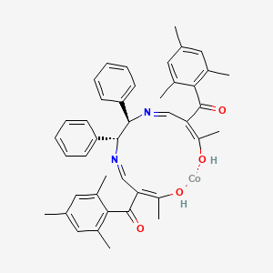 molecular formula C42H44CoN2O4 B1436876 Cobalt;(E)-3-hydroxy-2-[[(1R,2R)-2-[[(E)-3-hydroxy-2-(2,4,6-trimethylbenzoyl)but-2-enylidene]amino]-1,2-diphenylethyl]iminomethyl]-1-(2,4,6-trimethylphenyl)but-2-en-1-one CAS No. 212250-92-5