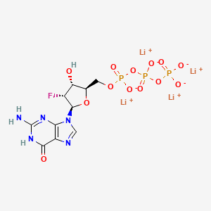 molecular formula C10H11FLi4N5O13P3 B1436881 锂[(2R,3R,4R,5R)-5-(2-氨基-6-氧代-1,6-二氢-9H-嘌呤-9-基)-4-氟-3-羟基四氢呋喃-2-基]甲基三磷酸盐 CAS No. 202186-97-8