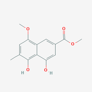 molecular formula C14H14O5 B14369279 2-Naphthalenecarboxylic acid, 4,5-dihydroxy-8-methoxy-6-methyl-, methyl ester 