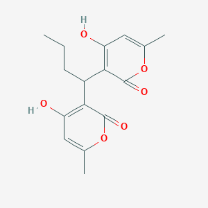 molecular formula C16H18O6 B14369319 3,3'-(Butane-1,1-diyl)bis(4-hydroxy-6-methyl-2H-pyran-2-one) CAS No. 92405-63-5