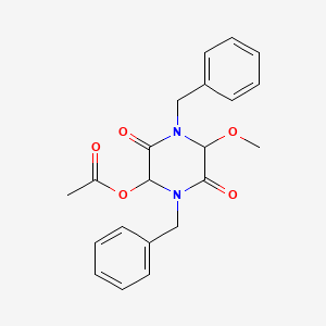 molecular formula C21H22N2O5 B14369447 1,4-Dibenzyl-5-methoxy-3,6-dioxopiperazin-2-yl acetate CAS No. 90301-40-9