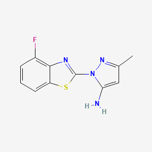 molecular formula C11H9FN4S B1436946 2-(4-Fluoro-1,3-benzothiazol-2-yl)-5-methylpyrazol-3-amine CAS No. 1177315-18-2