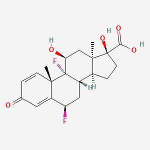 B1436948 (6S,8S,9R,10S,11S,13S,14S,17R)-6,9-difluoro-11,17-dihydroxy-10,13-dimethyl-3-oxo-6,7,8,9,10,11,12,13,14,15,16,17-dodecahydro-3H-cyclopenta[a]phenanthrene-17-carboxylic acid CAS No. 1234557-20-0