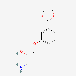 molecular formula C12H17NO4 B14369595 1-Amino-3-[3-(1,3-dioxolan-2-yl)phenoxy]propan-2-ol CAS No. 90103-61-0