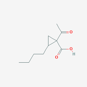 molecular formula C10H16O3 B14369628 1-Acetyl-2-butylcyclopropane-1-carboxylic acid CAS No. 90284-96-1