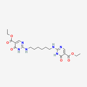 molecular formula C20H28N6O6 B14369742 Ethyl 2-[(6-{[5-(ethoxycarbonyl)-4-hydroxypyrimidin-2-yl]amino}hexyl)amino]-4-hydroxypyrimidine-5-carboxylate CAS No. 92736-11-3