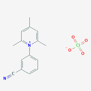 molecular formula C15H15ClN2O4 B14369829 1-(3-Cyanophenyl)-2,4,6-trimethylpyridin-1-ium perchlorate CAS No. 90018-14-7