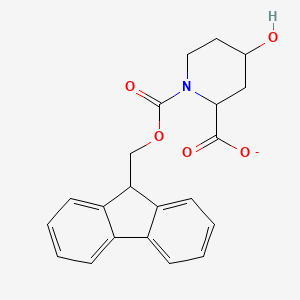 molecular formula C21H20NO5- B1436985 1,2-Piperidinedicarboxylic acid, 4-hydroxy-, 1-(9H-fluoren-9-ylmethyl) ester, (2S,4S)- CAS No. 653589-47-0