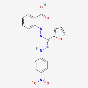 molecular formula C18H13N5O5 B14369891 2-[(E)-{(Furan-2-yl)[2-(4-nitrophenyl)hydrazinylidene]methyl}diazenyl]benzoic acid CAS No. 90440-96-3