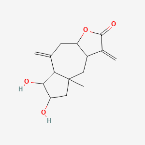 molecular formula C15H20O4 B14369914 6,7-Dihydroxy-4a-methyl-3,8-dimethylidenedecahydroazuleno[6,5-b]furan-2(3h)-one CAS No. 94204-26-9