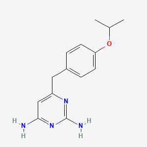 molecular formula C14H18N4O B14369916 6-({4-[(Propan-2-yl)oxy]phenyl}methyl)pyrimidine-2,4-diamine CAS No. 90167-21-8